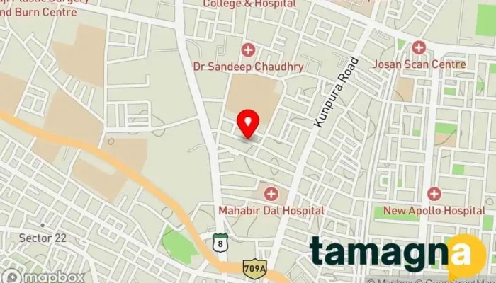 map of Arya Photostate Computer store, Consultant, Lamination service, Print shop in Karnal